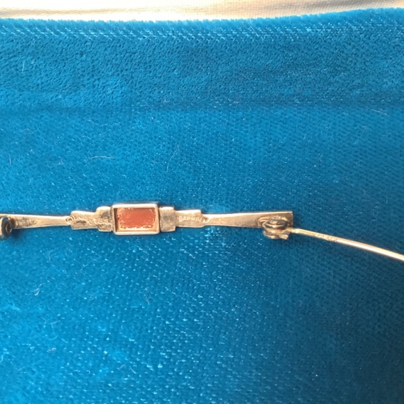 Antique ArtDeco sterling silver and agate brooch - Picture 2 of 7